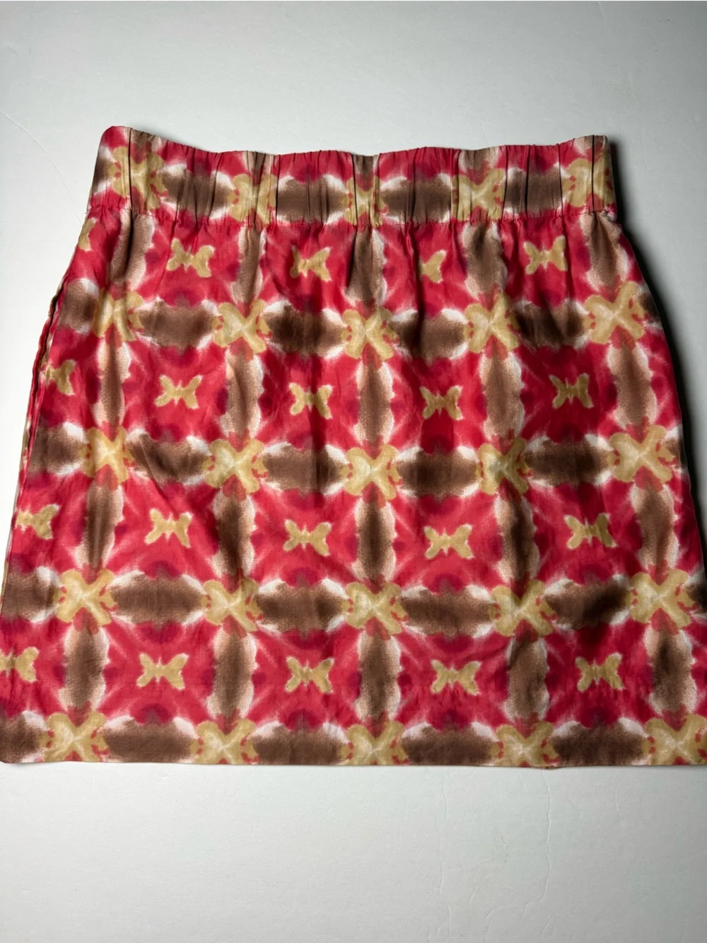 J Crew Size 2 lkat print Pull on mini Skirt with pockets.  100% cotton fabric